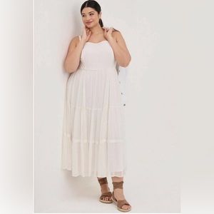 Torrid size 3 white and gold pin striped dress